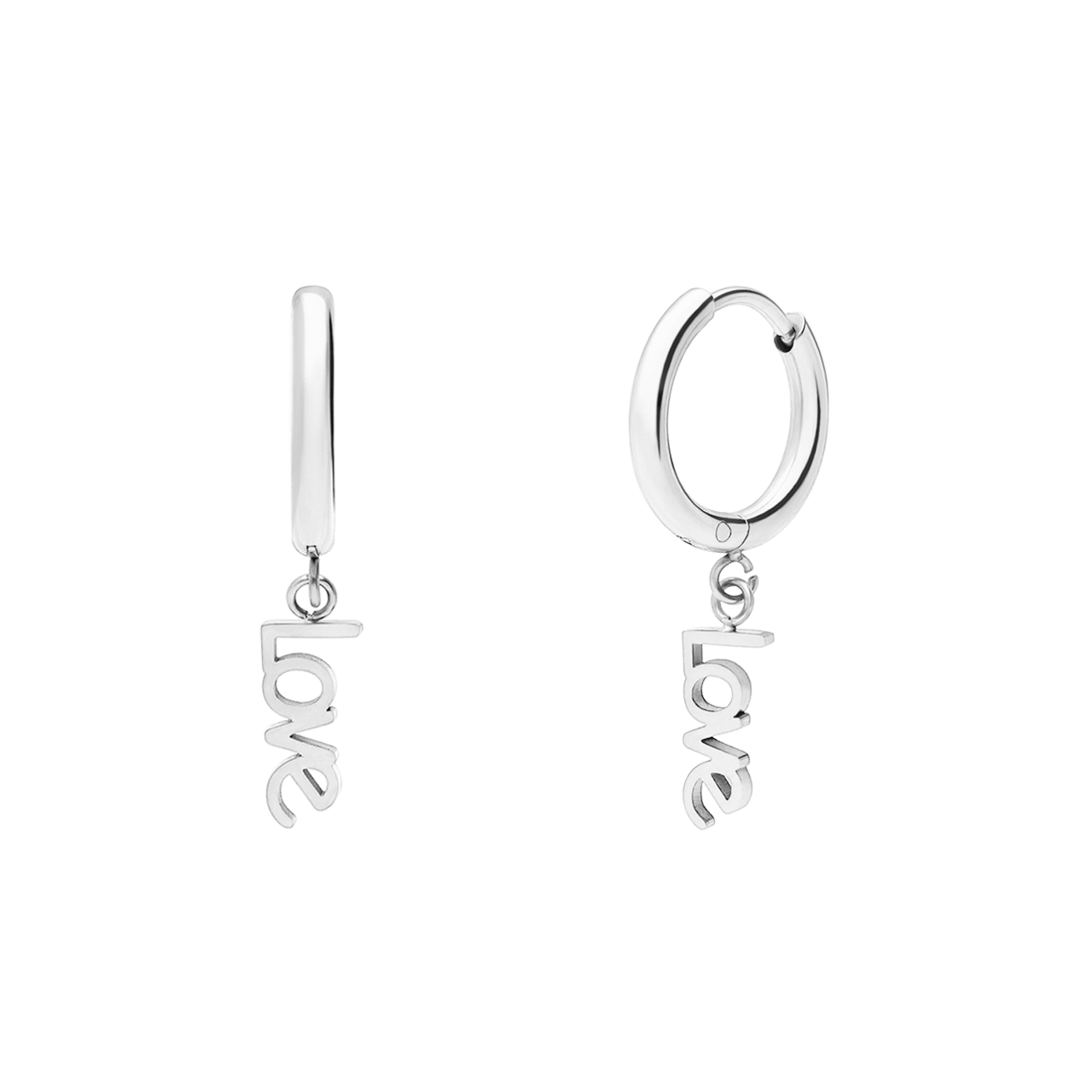 Myla stainless steel oorringen met hanger love voor dames