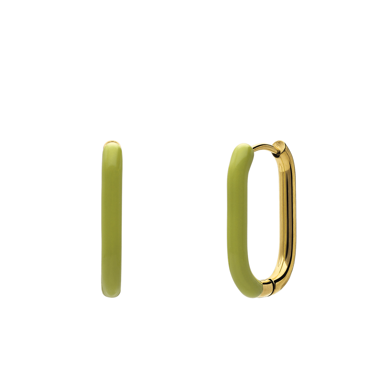 Myla stainless steel goldplated oorringen met lime emaille voor dames