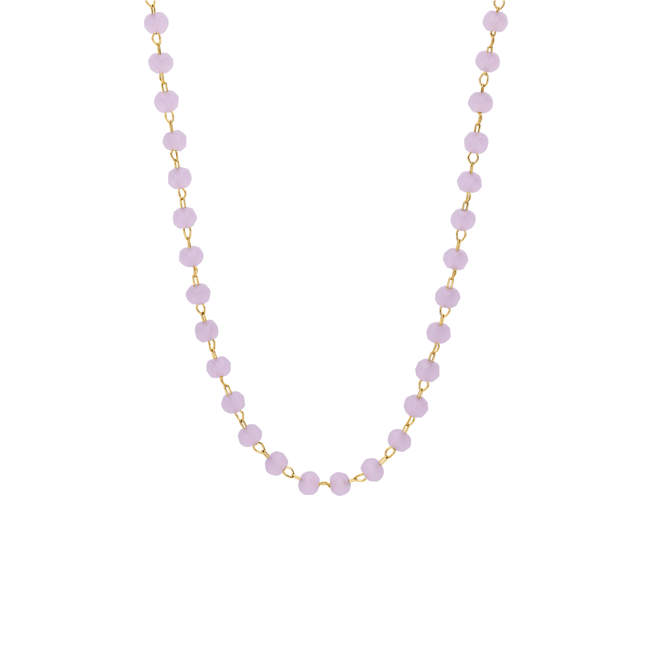 LuLu Jewels stainless steel goldplated ketting met rozenkwarts voor dames