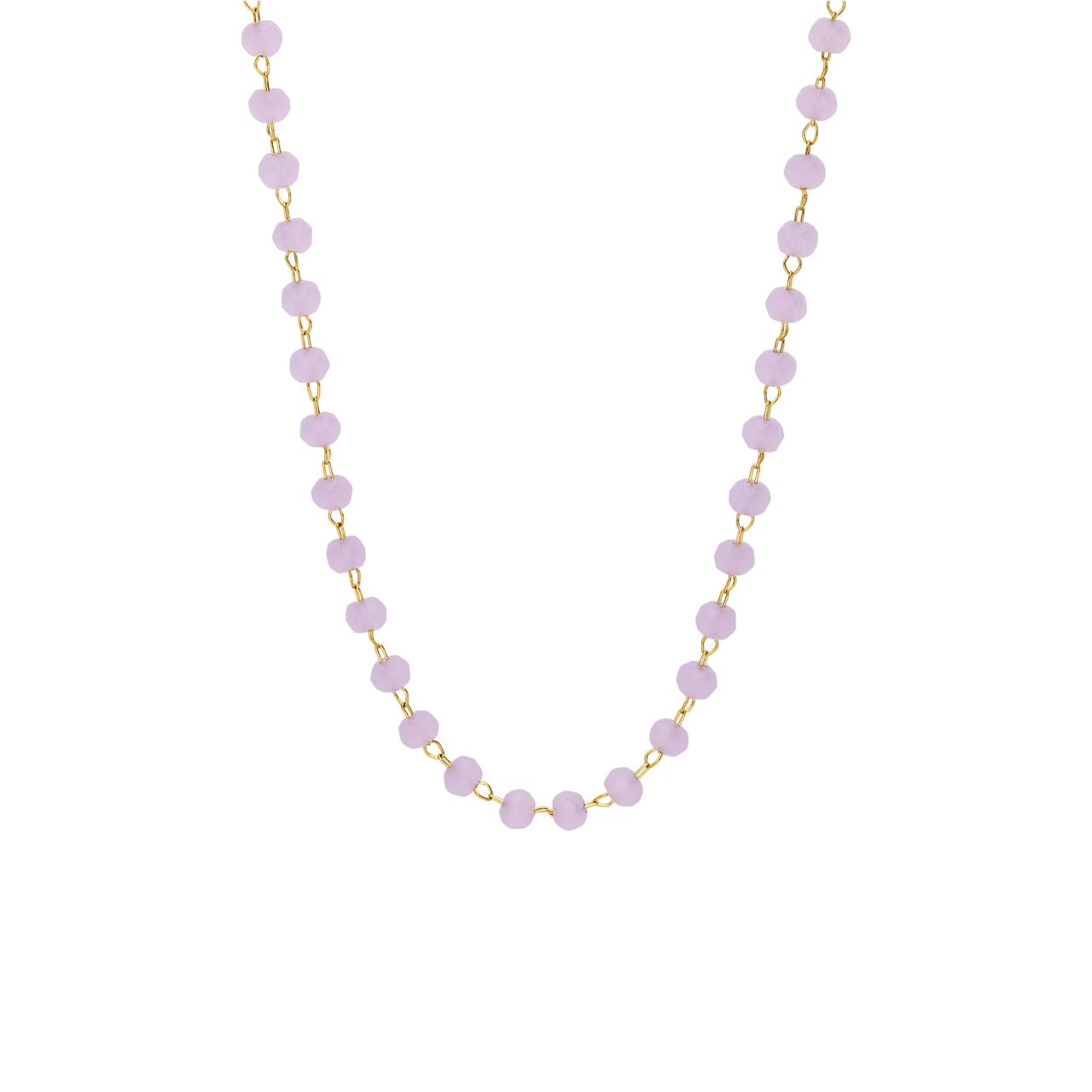 LuLu Jewels stalen goldplated ketting met rozenkwarts voor dames