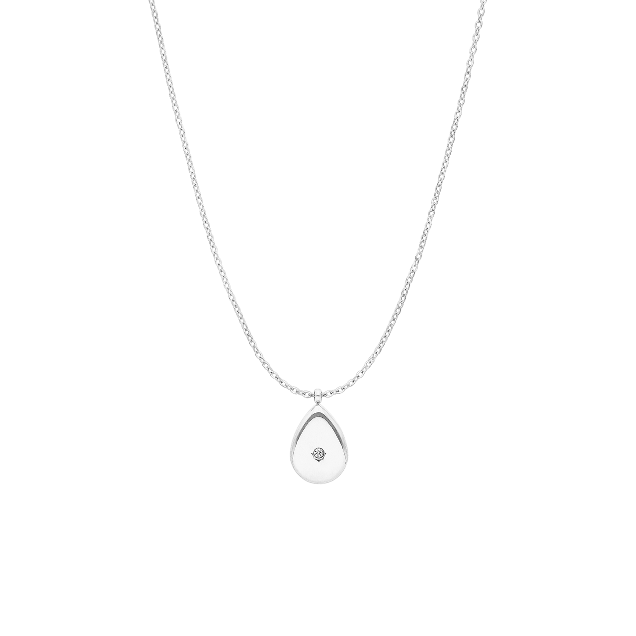 Halskette aus Edelstahl, Tropfen mit Zirkonia