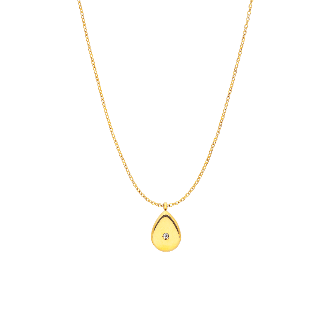 Myla stainless steel goldplated ketting druppel met zirkonia voor dames