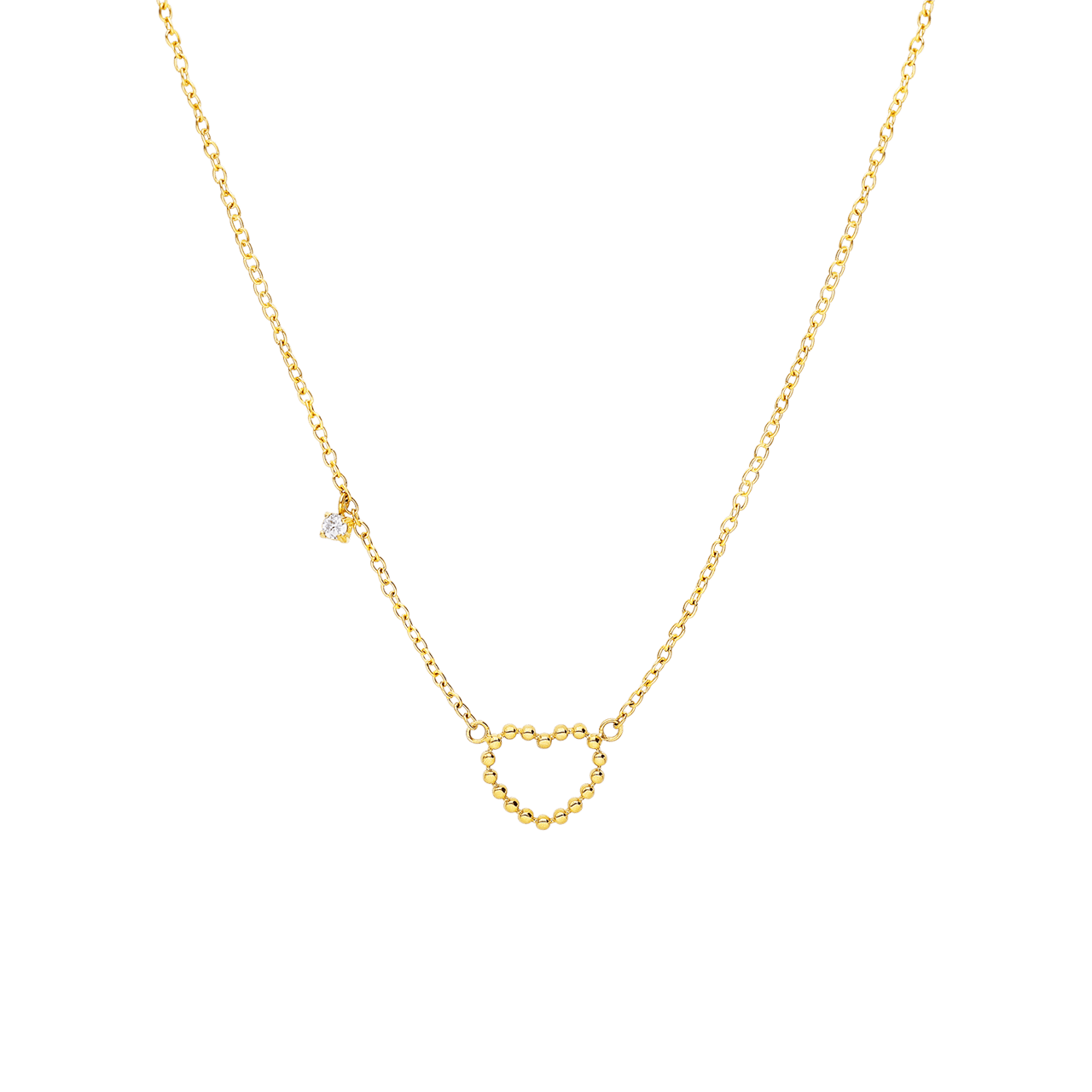 Myla stainless steel goldplated ketting met open hart bol voor dames