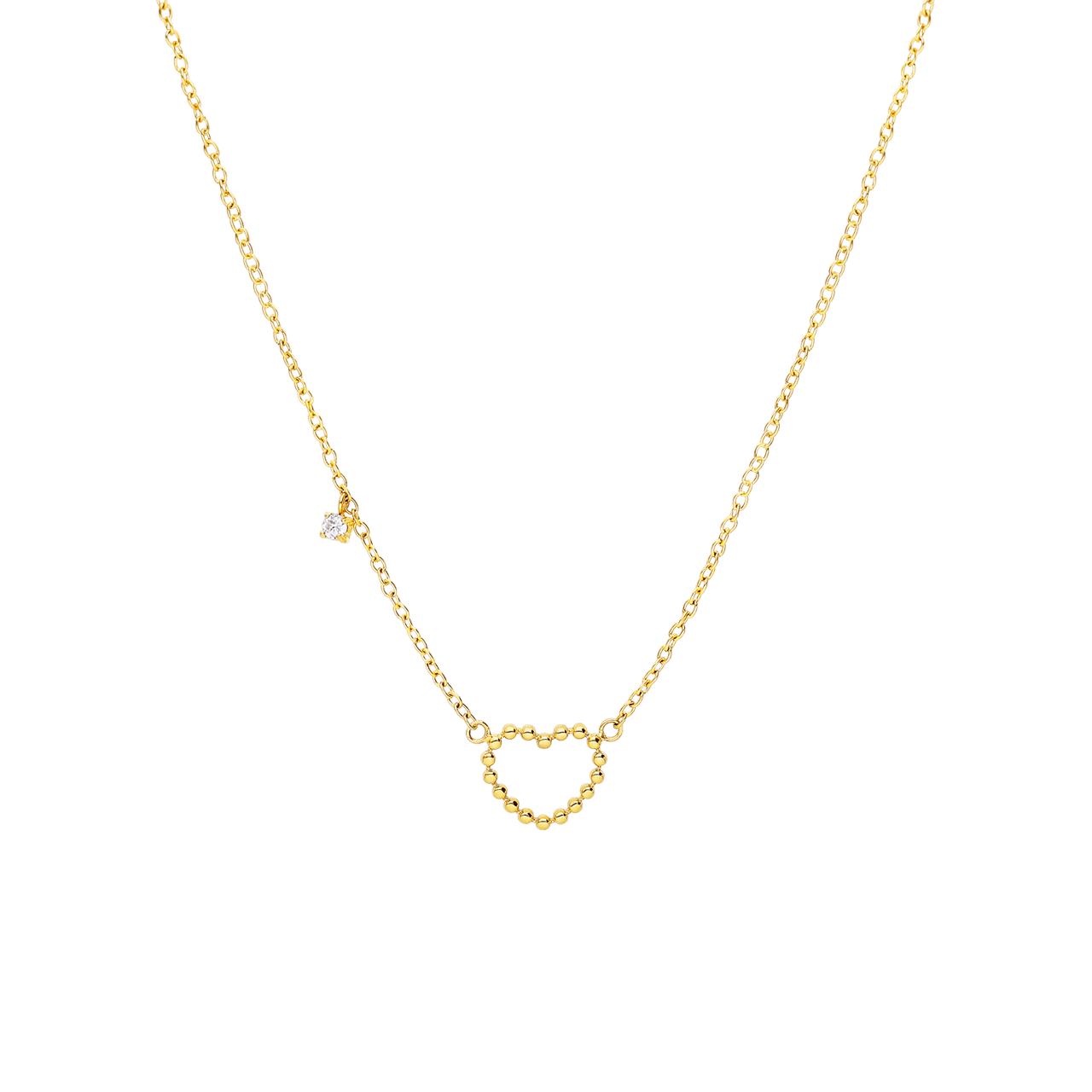 Stalen goldplated ketting met hanger open hart voor dames
