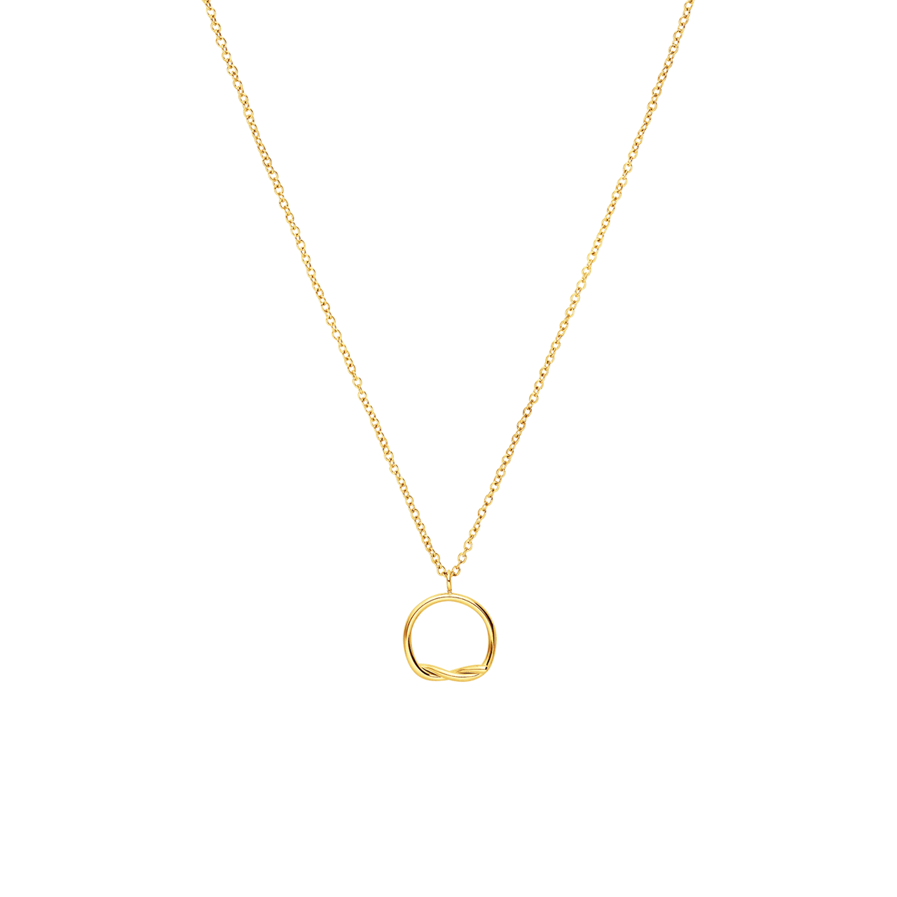 Stalen goldplated ketting met hanger cirkel voor dames