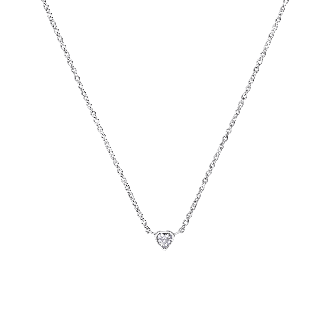 Halskette aus Edelstahl, Herz mit Zirkonia