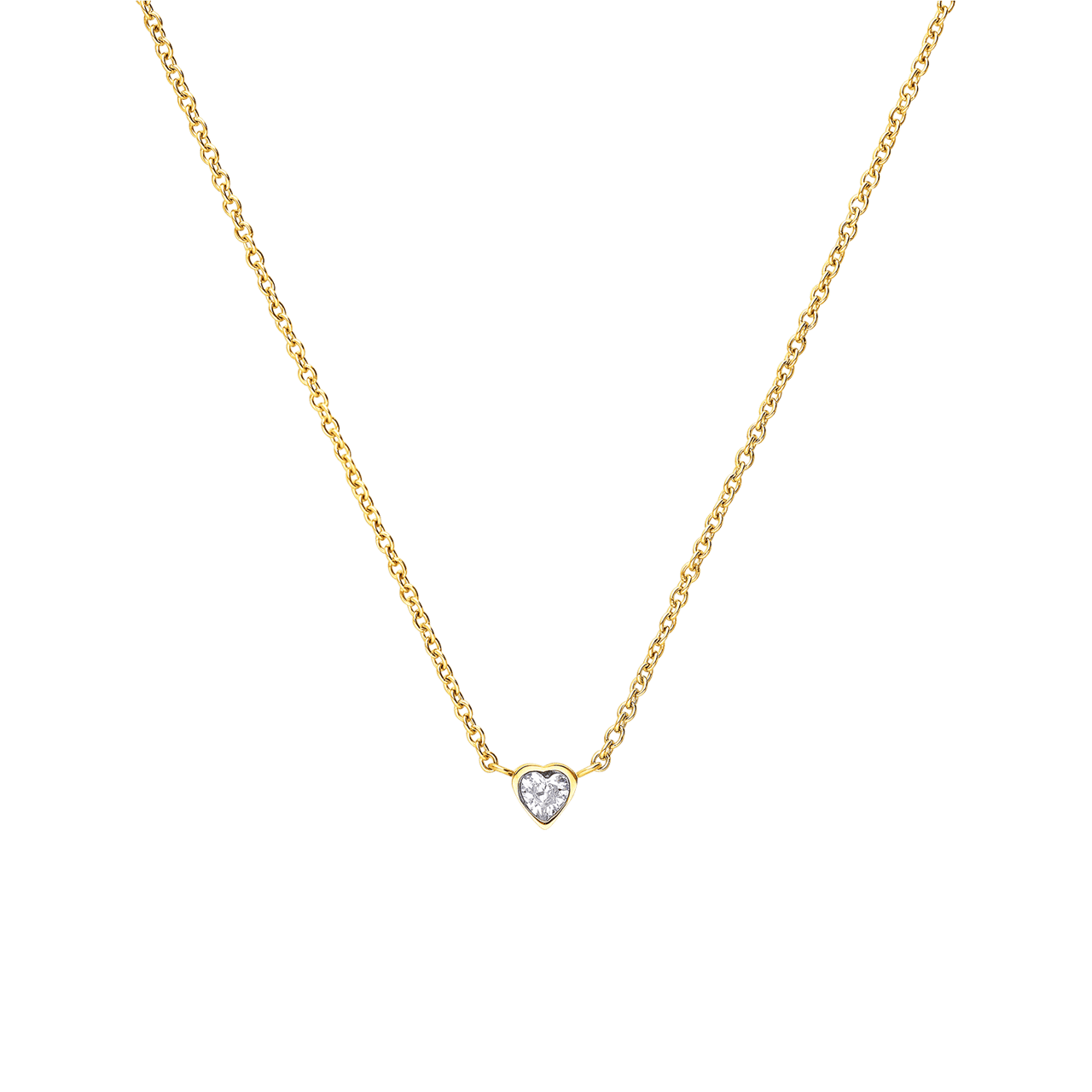 Stainless steel goldplated ketting met hanger hart met zirkonia voor dames