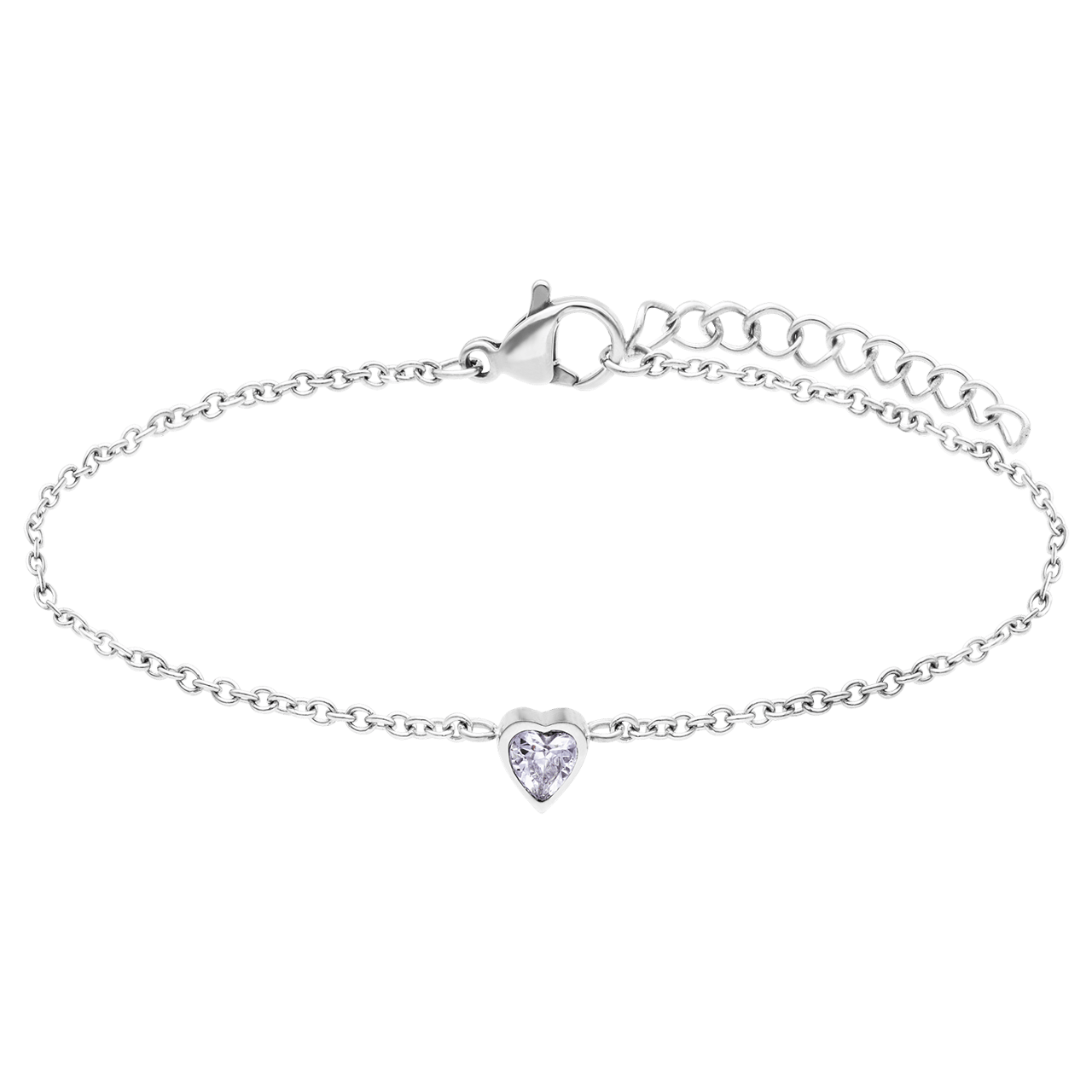 Stainless steel armband met hart zirkonia