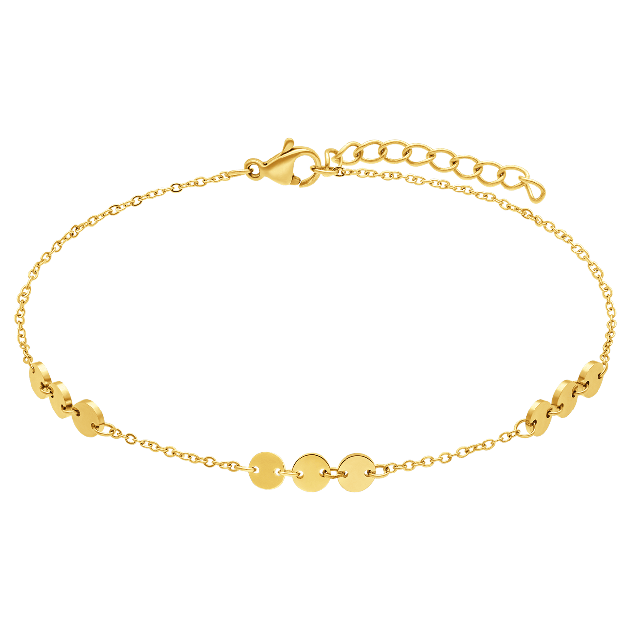 Stainless steel goldplated armband met hanger plat/rond