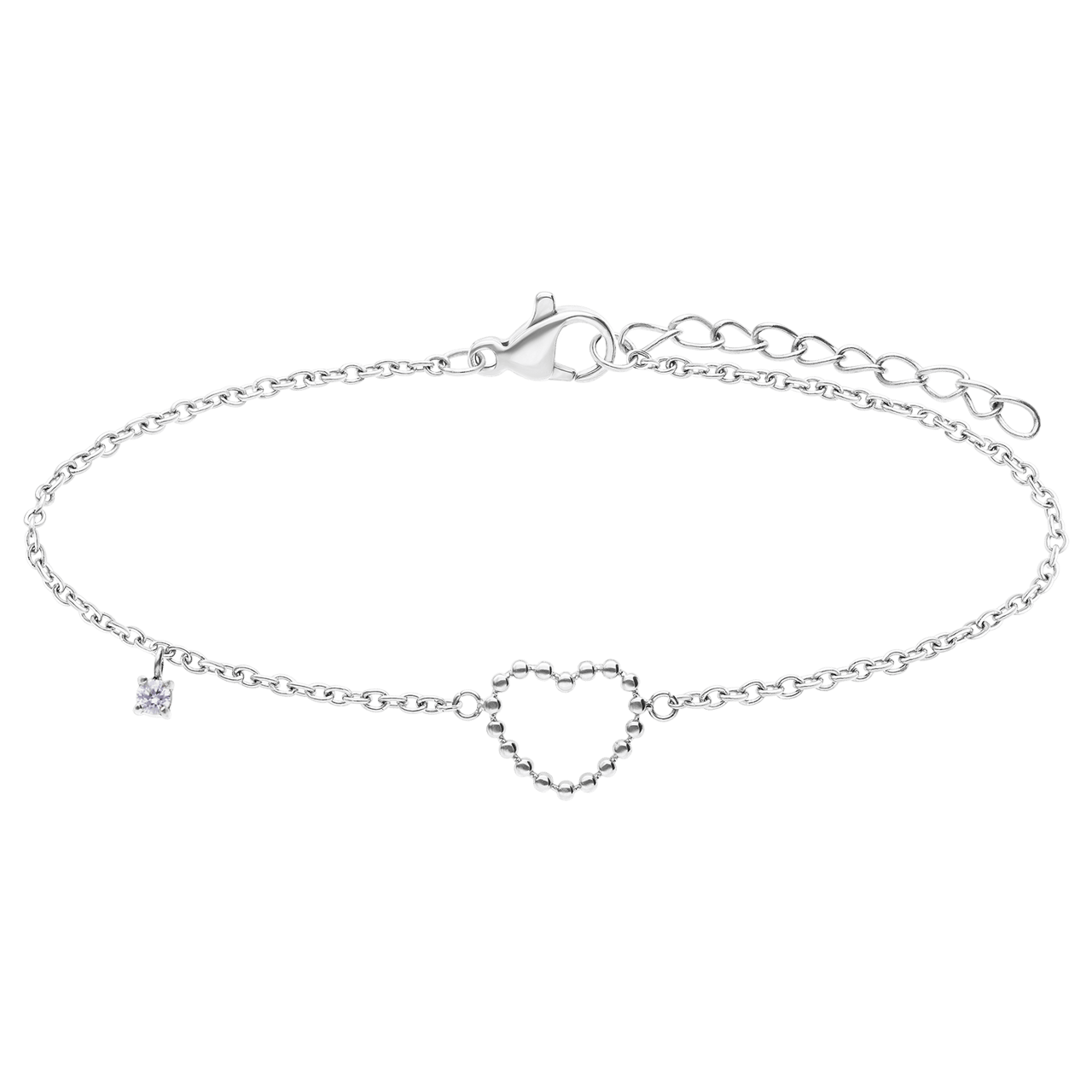 Armband aus Edelstahl, mit Anhänger, offenes Herz