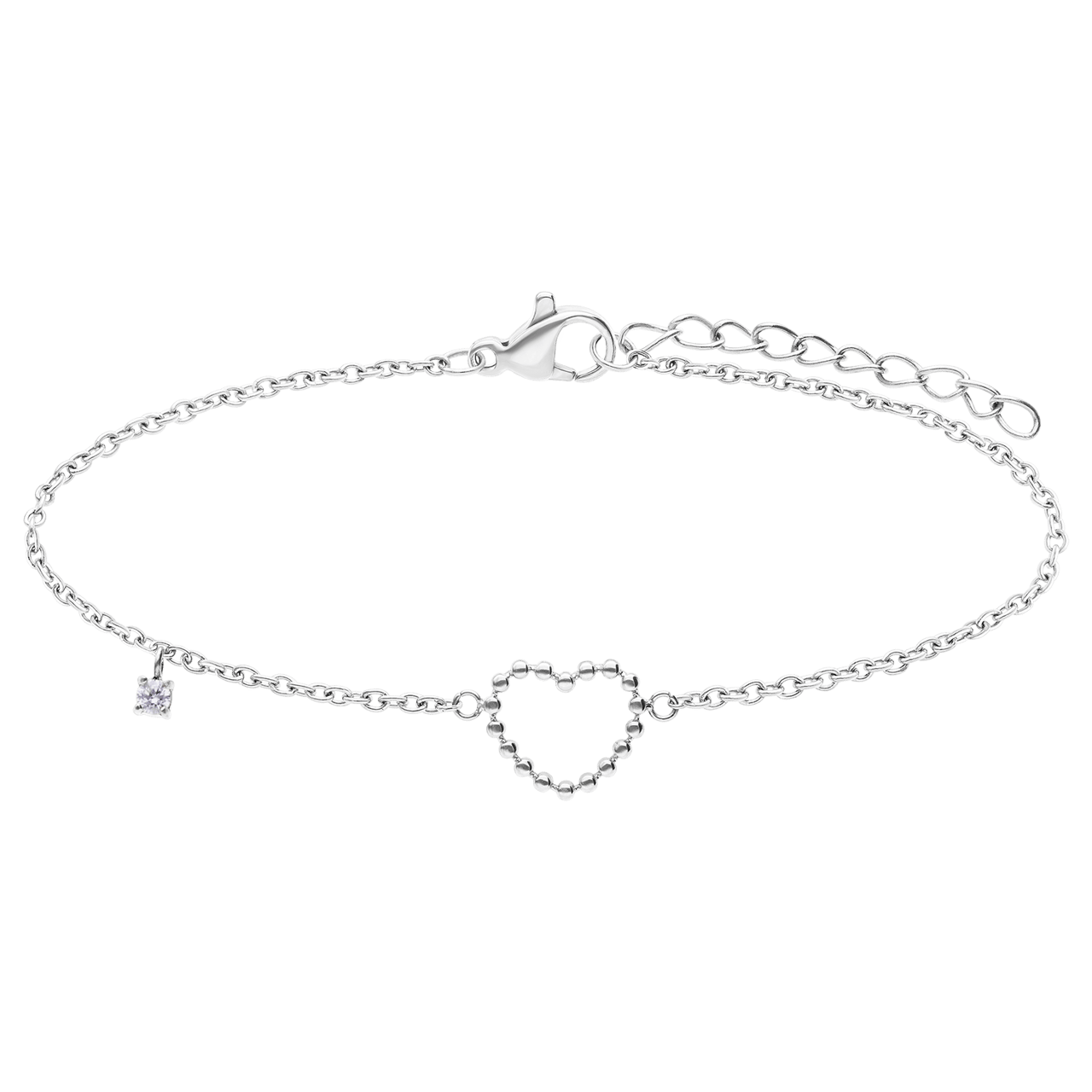 Stainless steel armband met open hart bol