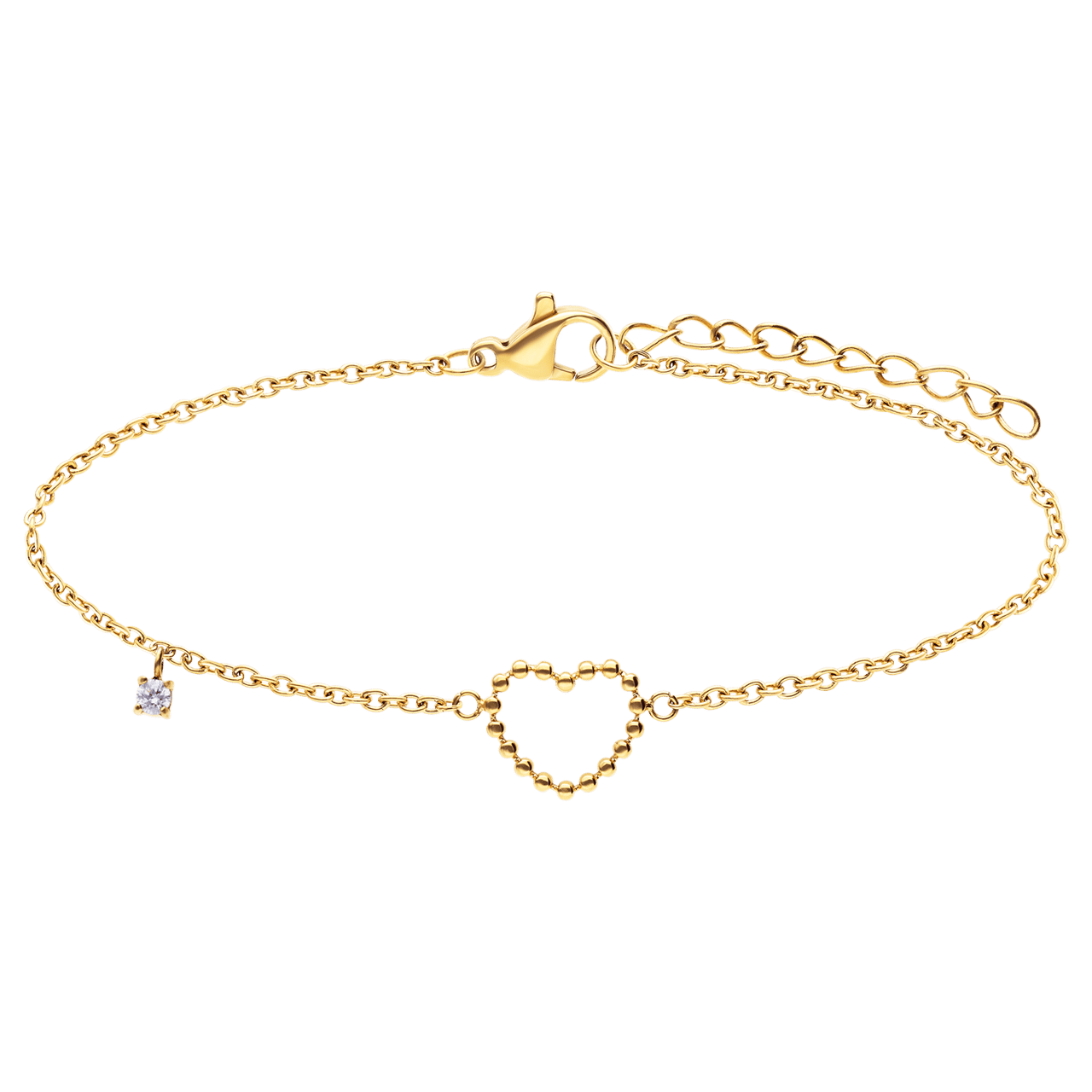 Stainless steel goldplated armband met open hart bol