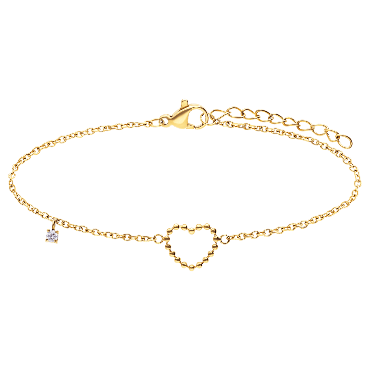 Stalen goldplated armband met open hart bol