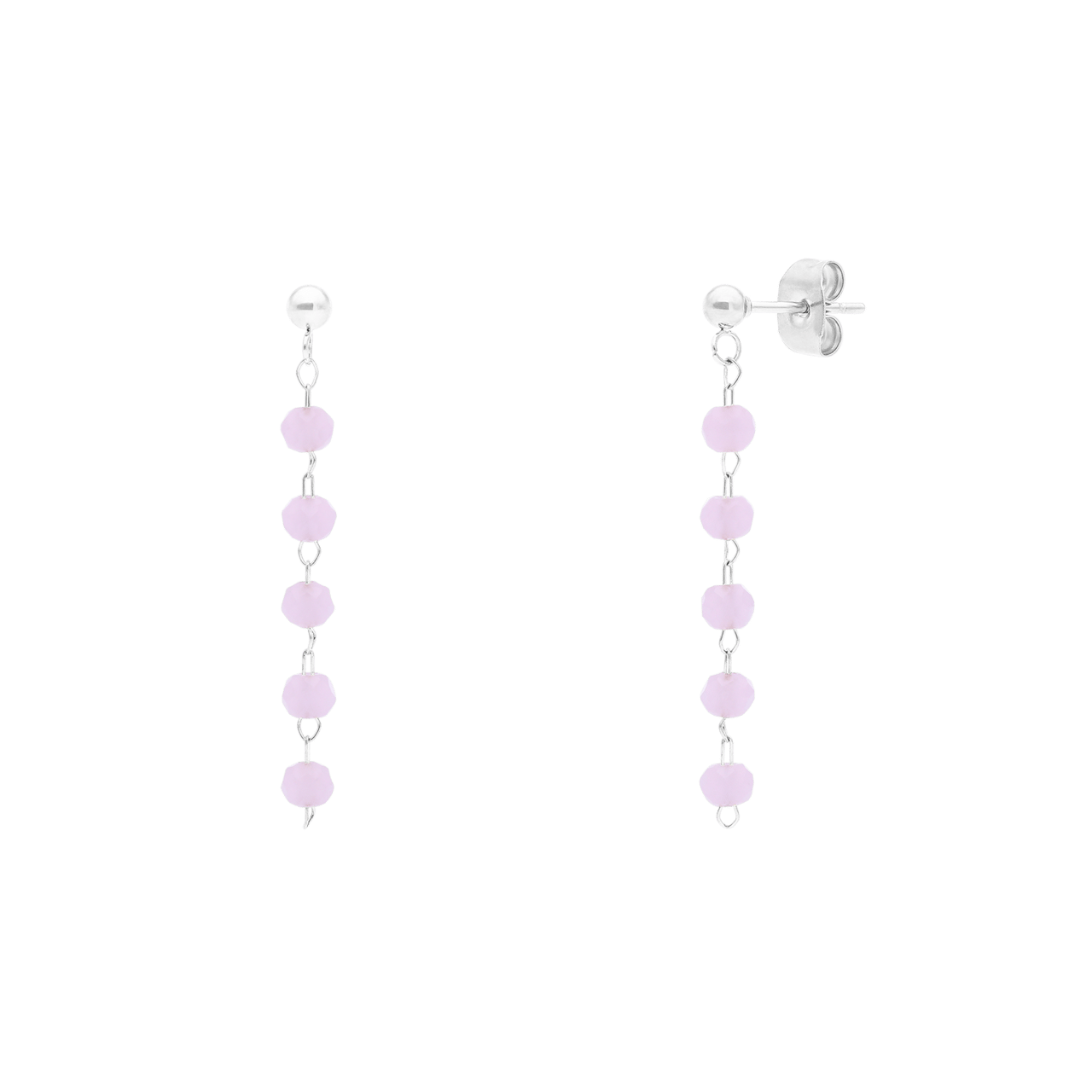 Myla stainless steel oorhangers met rozenkwarts voor dames