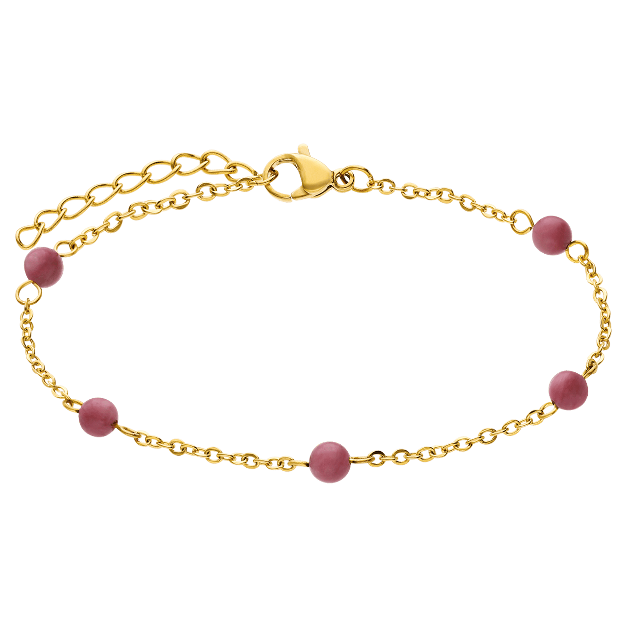 Armband aus Edelstahl, vergoldet, Rhodonit