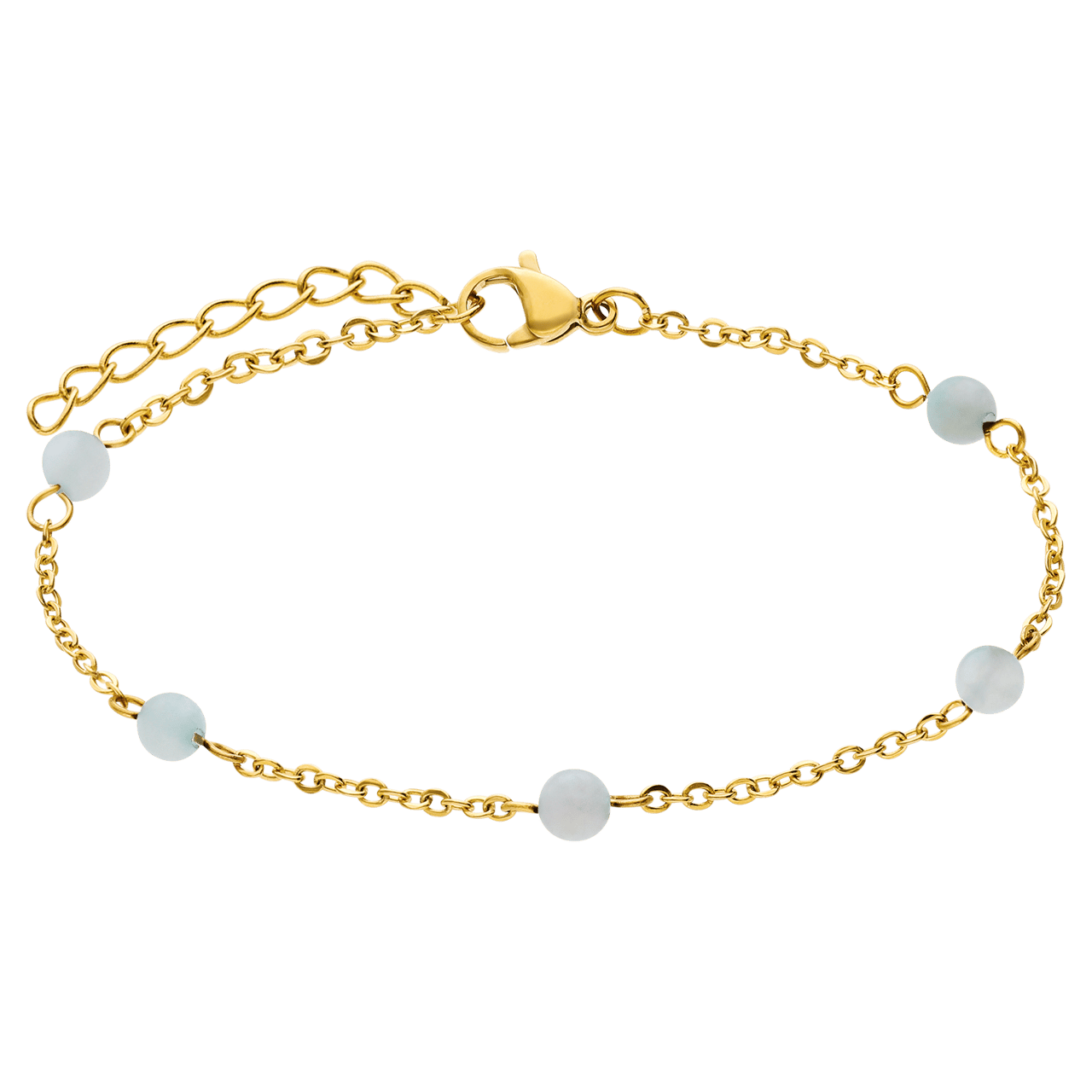 Stainless steel goldplated fantasiearmband met amazoniet voor dames