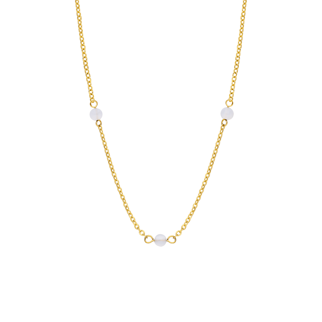 Stainless steel goldplated ketting gemstone white agate voor dames