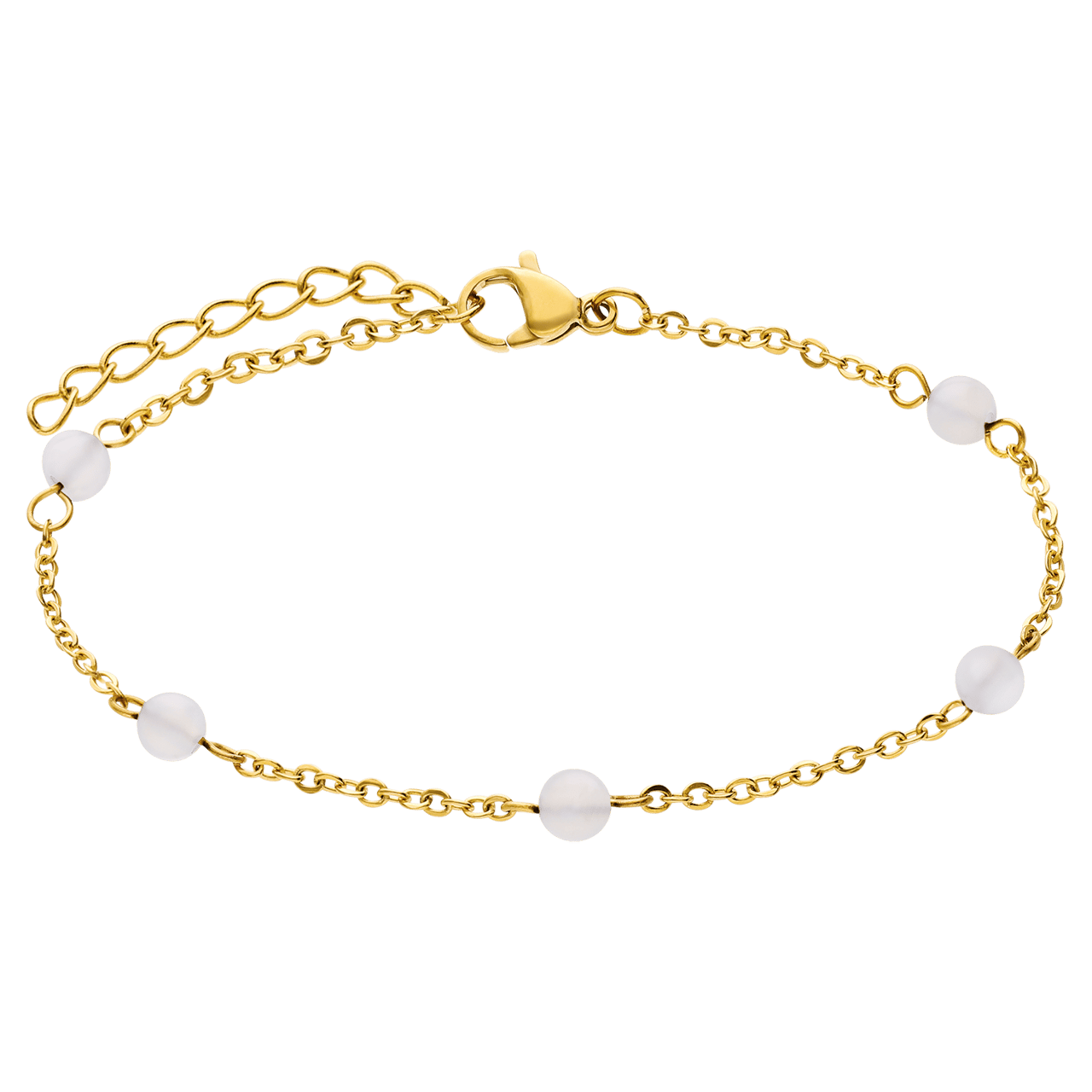 Armband aus Edelstahl, vergoldet, weißer Achat