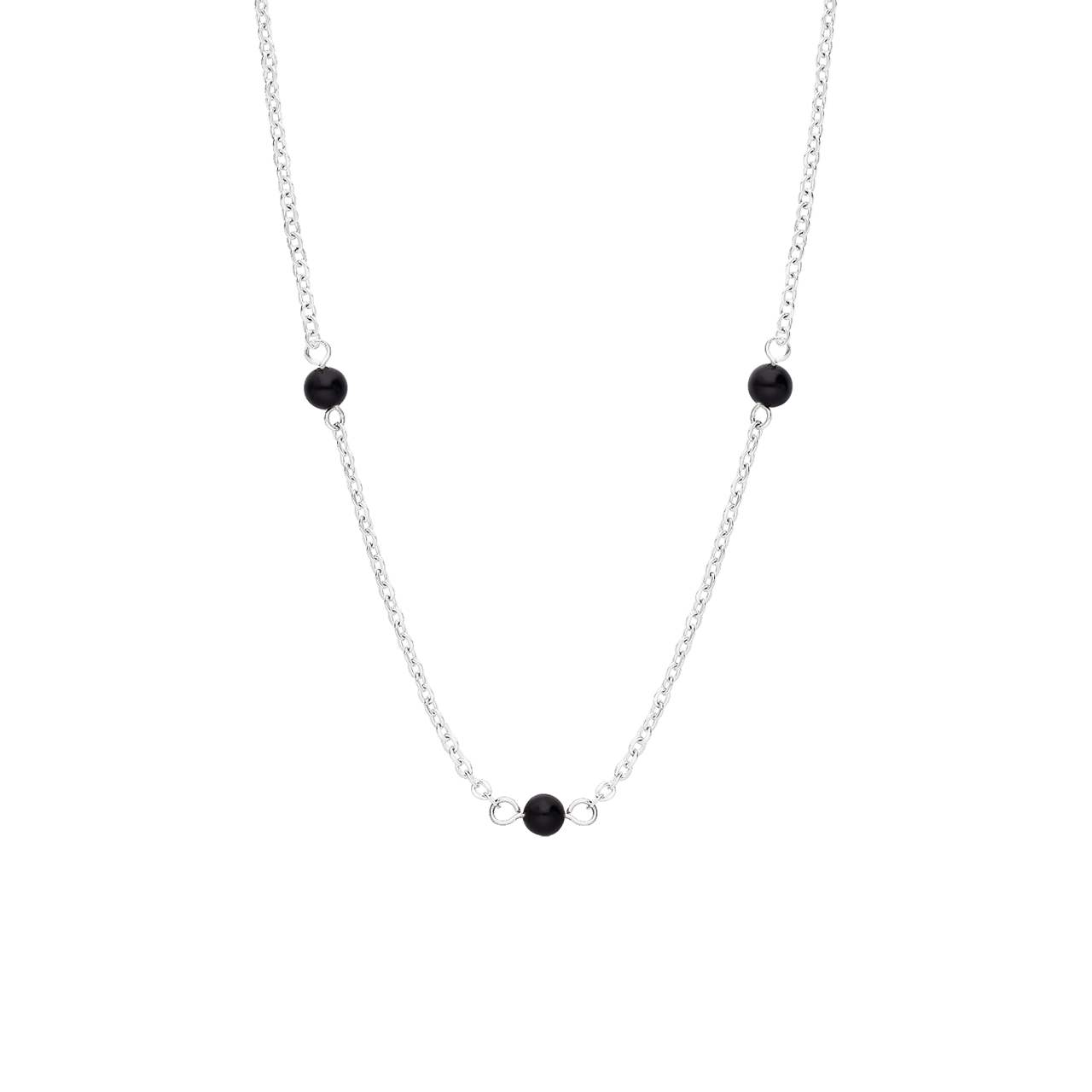 Stainless steel ketting gemstone black agate voor dames