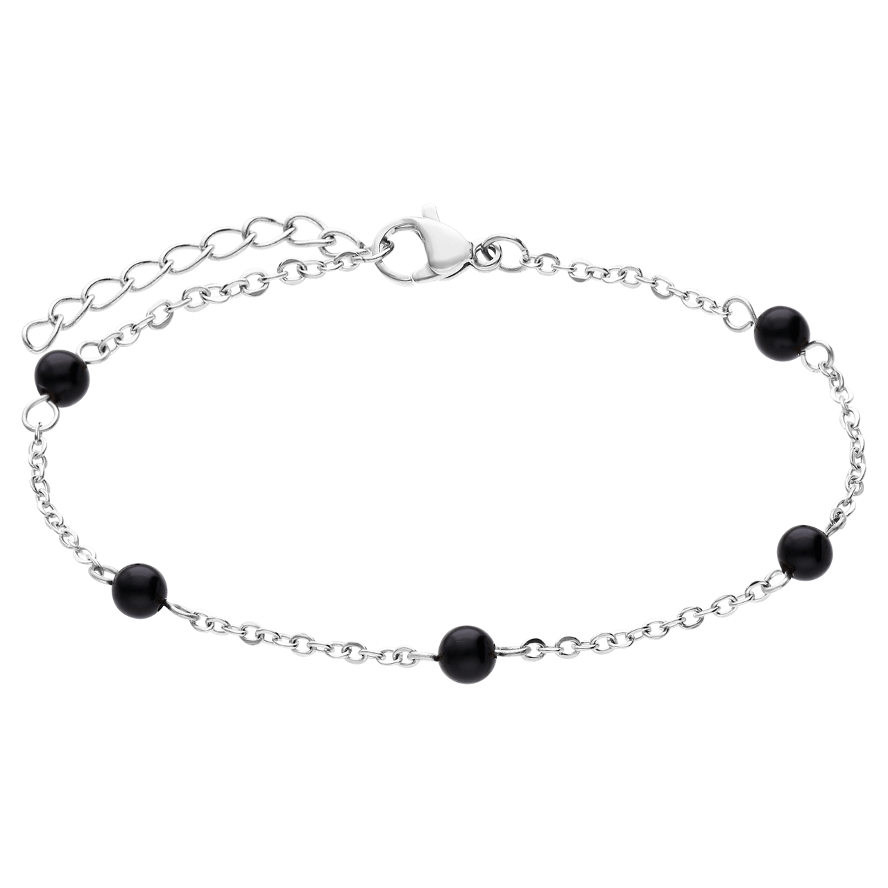 Armband aus Edelstahl, schwarzer Achat