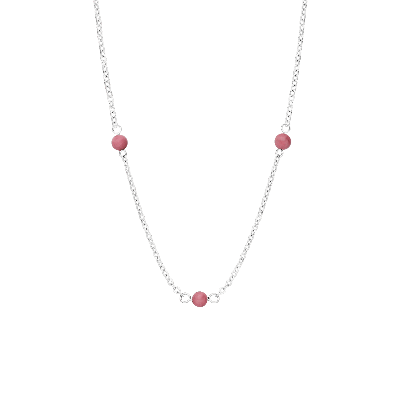 Stainless steel ketting gemstone rhodonite voor dames