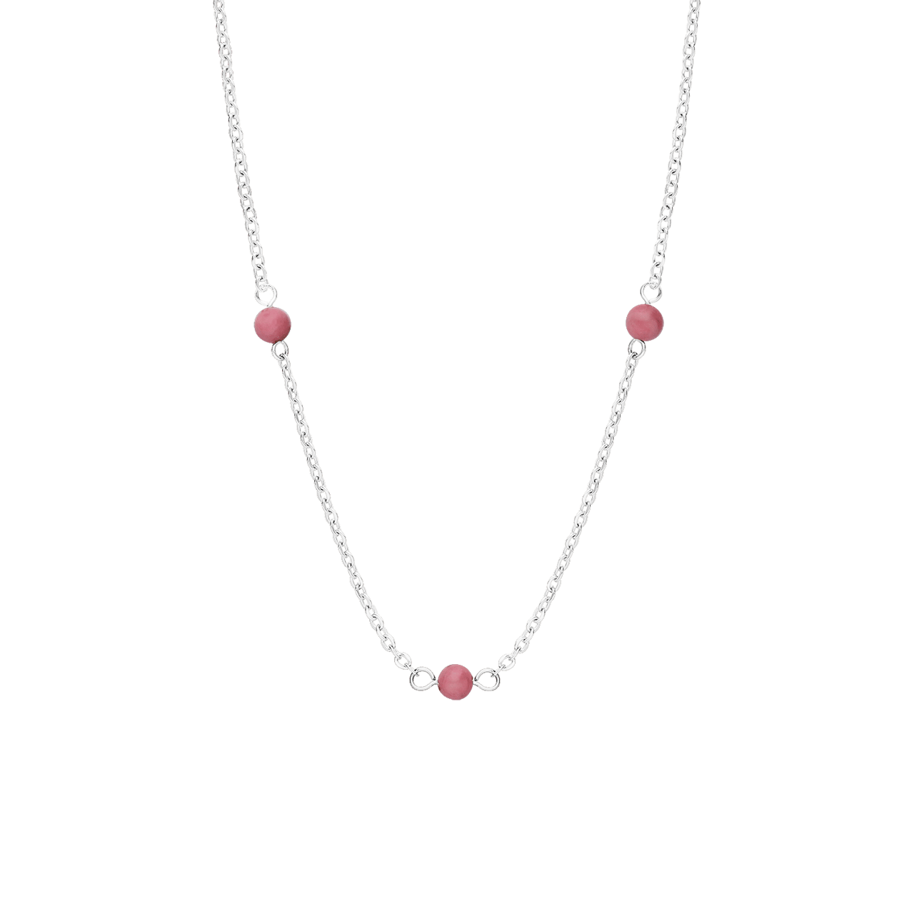 Stalen ketting gemstone rhodonite voor dames