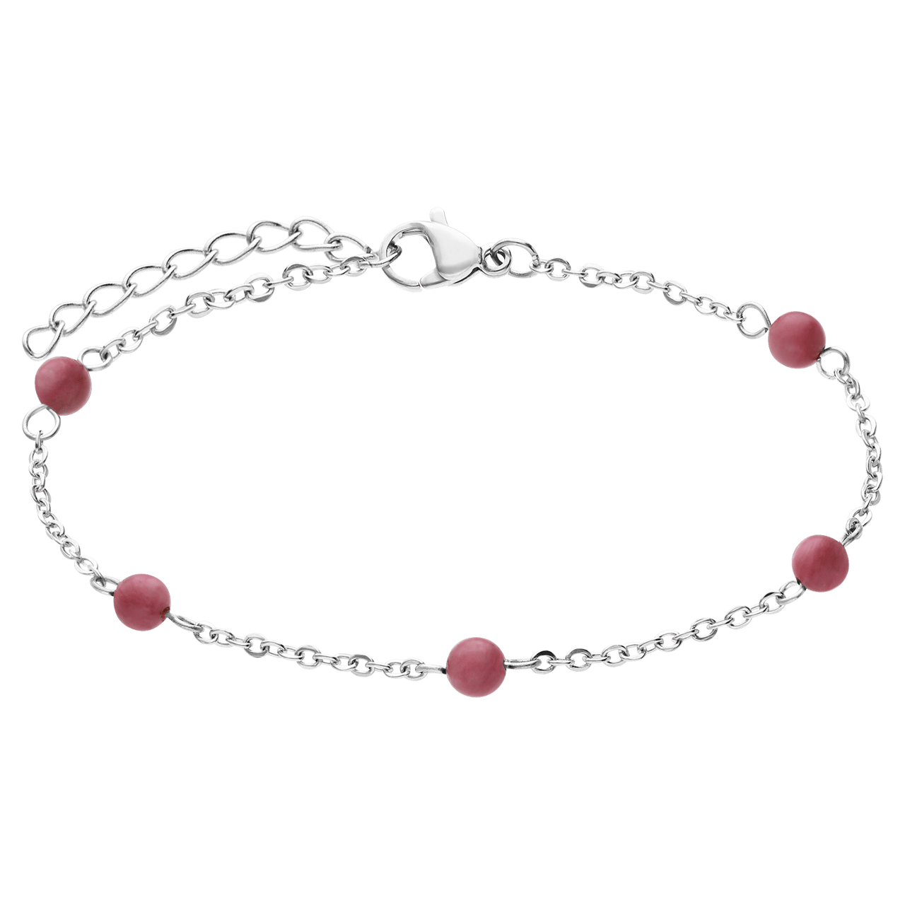 Stainless steel armband gemstone Rhodonite