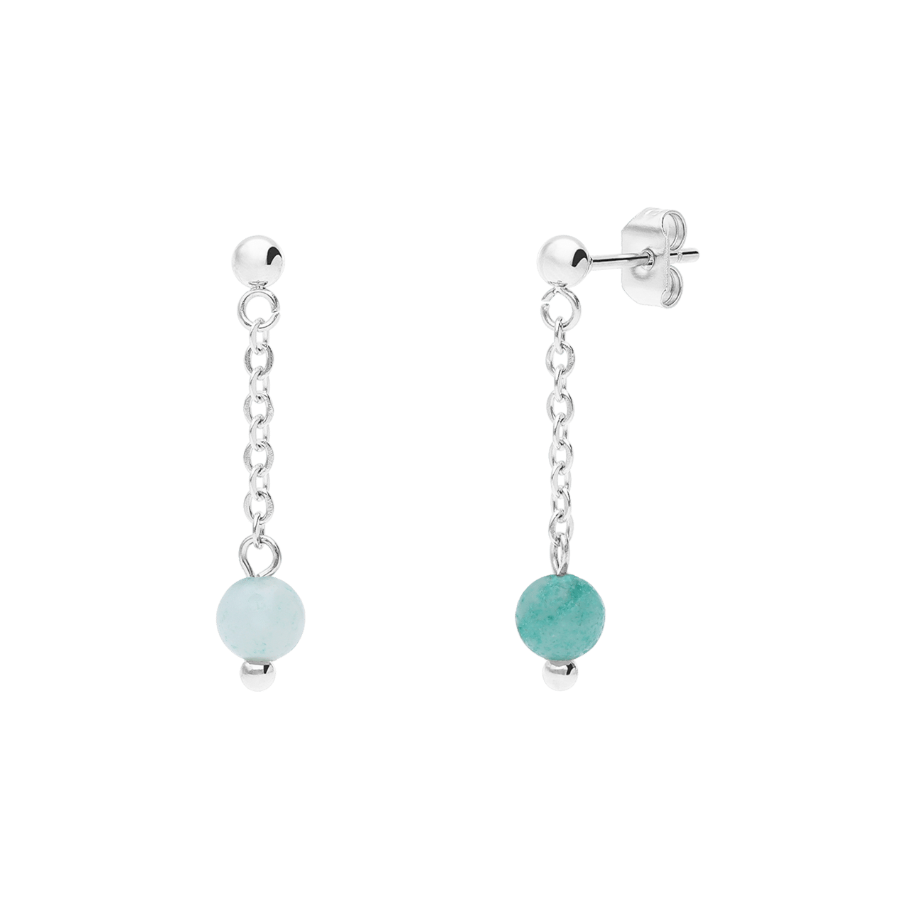 Stainless steel oorknoppen gemstone amazonite voor dames