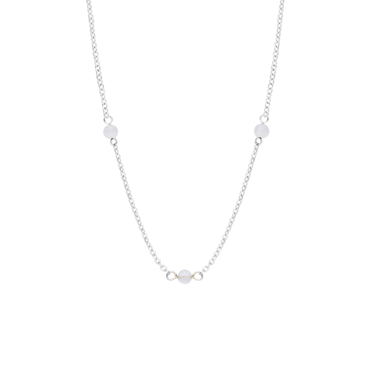 Stainless steel ketting gemstone white agate voor dames