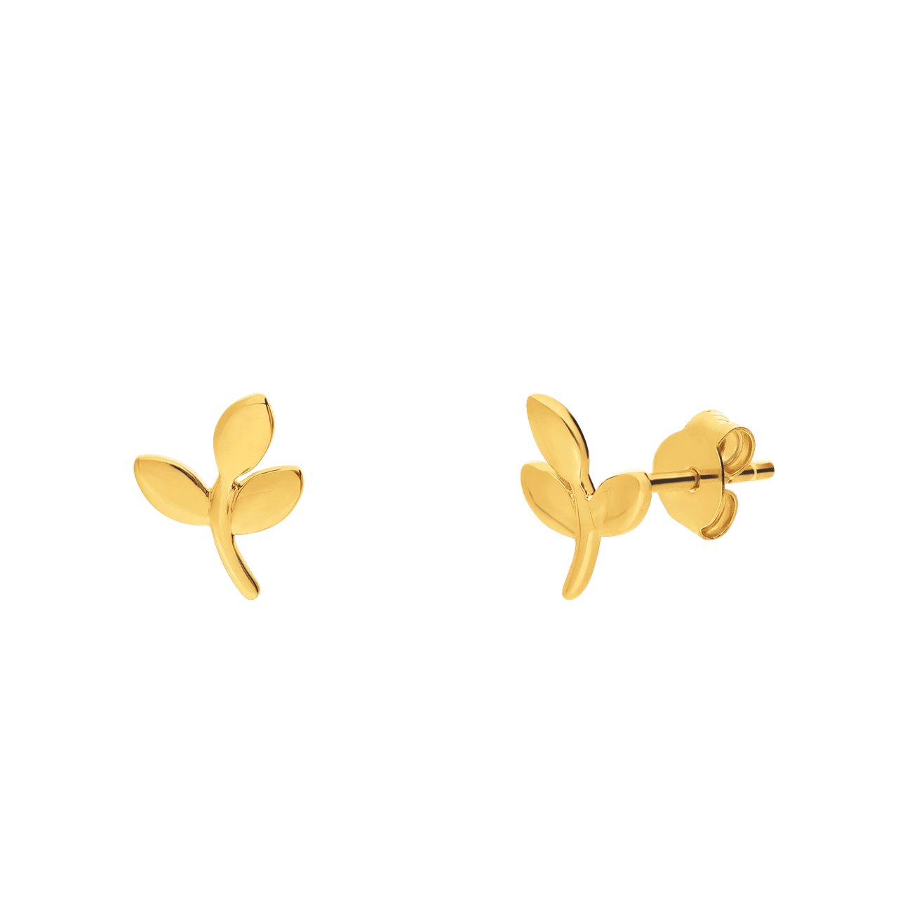 Zilveren goldplated oorknoppen blad voor dames