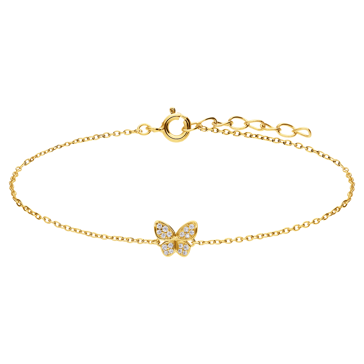 Armband aus 925er Silber, vergoldet, Schmetterling, Zirkonia