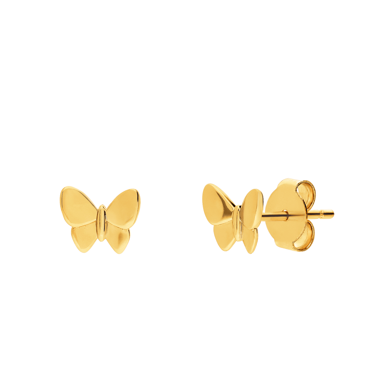 Zilveren goldplated oorknoppen vlinder voor dames