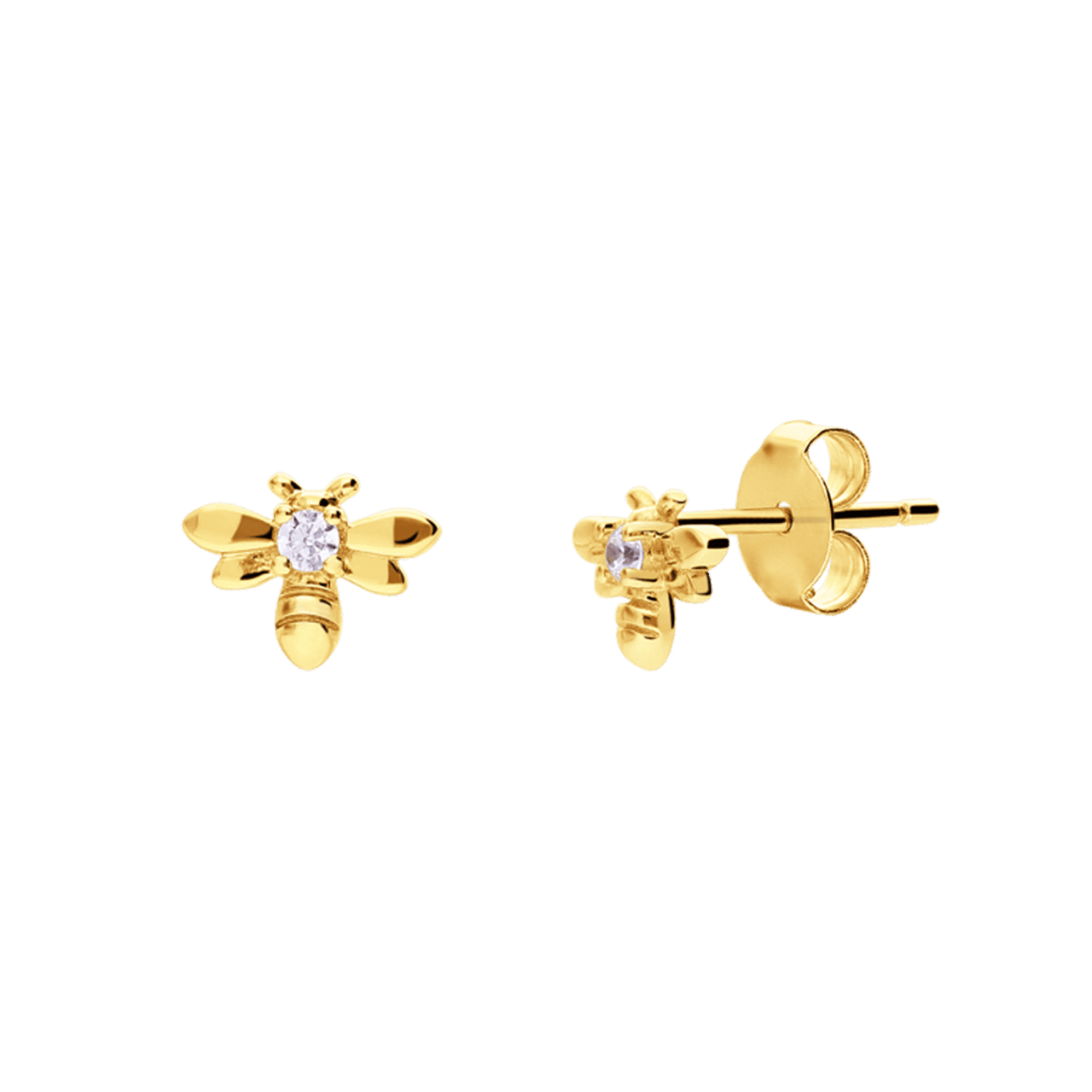 Zilveren goldplated oorknoppen bij met zirkonia voor dames