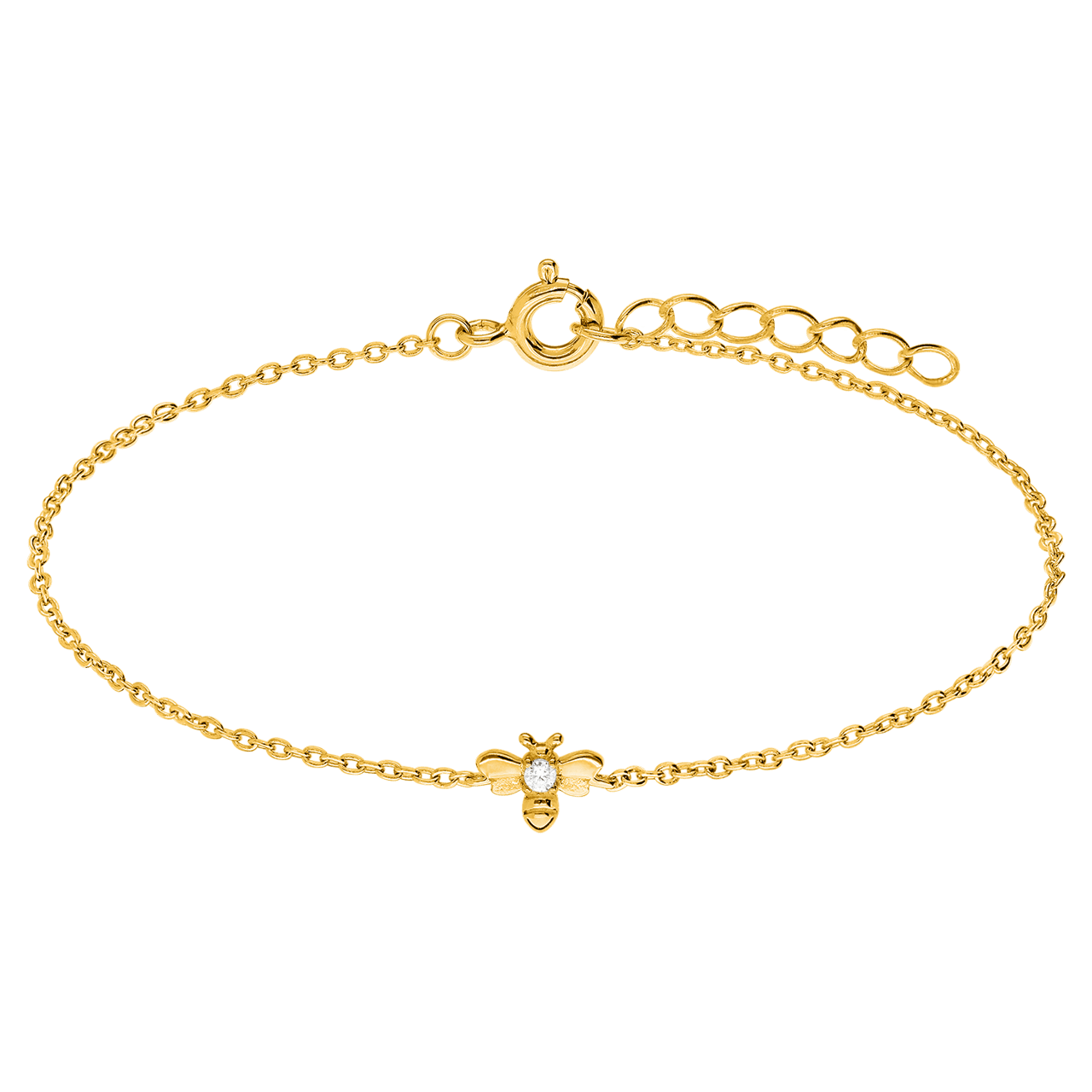 Armband aus 925er Silber, vergoldet, Biene, Zirkonia