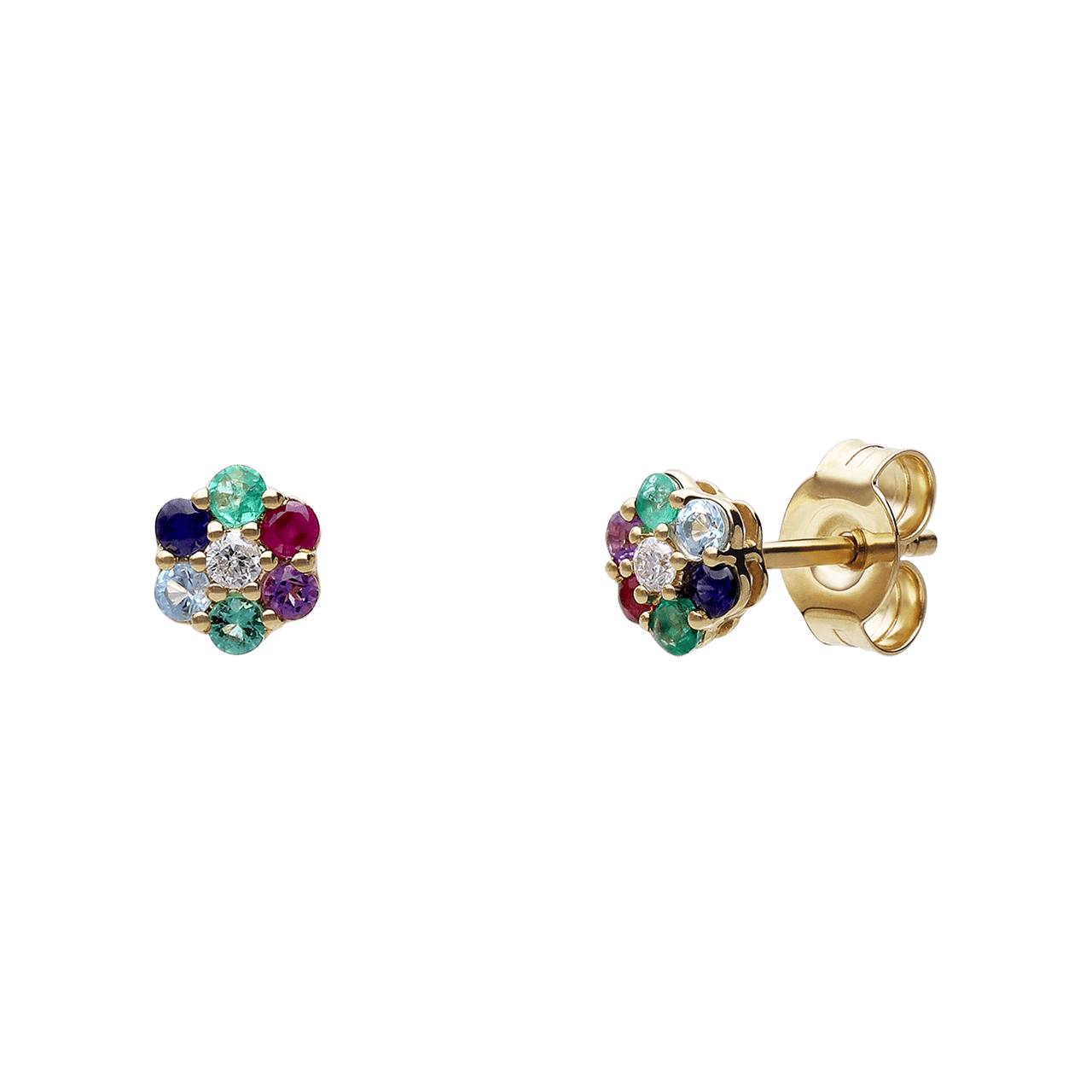 Diamond Luxury 14 karaat gouden oorknoppen bloem diamant (0,05ct) voor dames