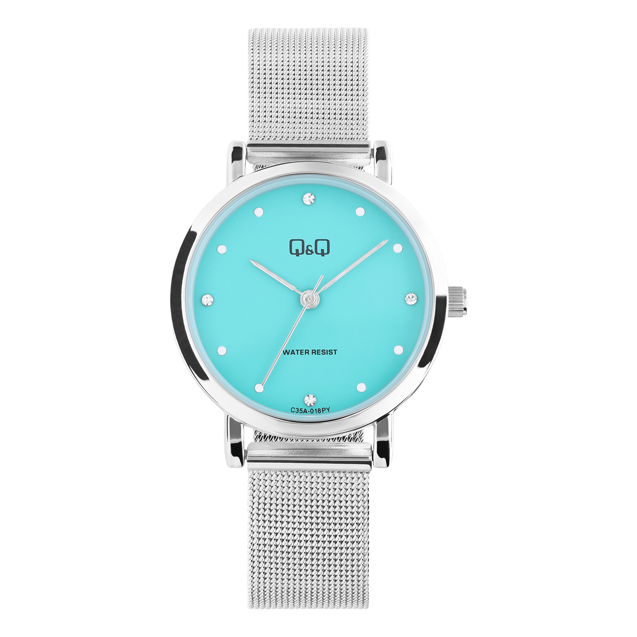 Q&Q dameshorloge met meshband Turquoise