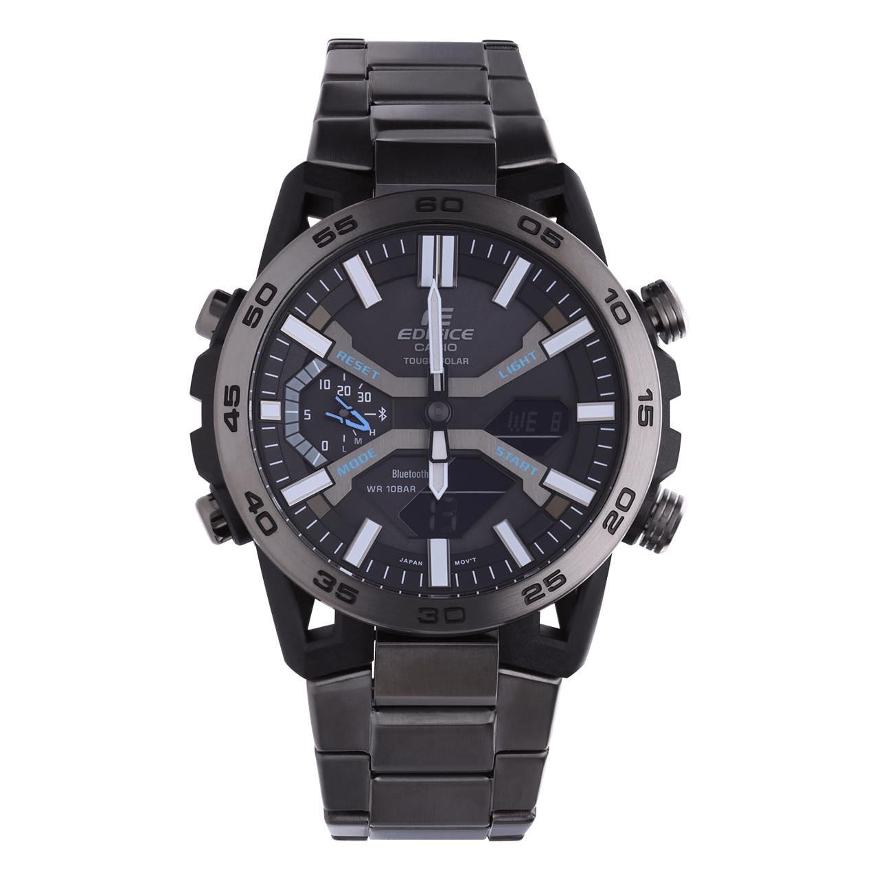 Edifice Uhr mit Armband aus Edelstahl, Gun (Grau), ECB-2000DC-1AEF