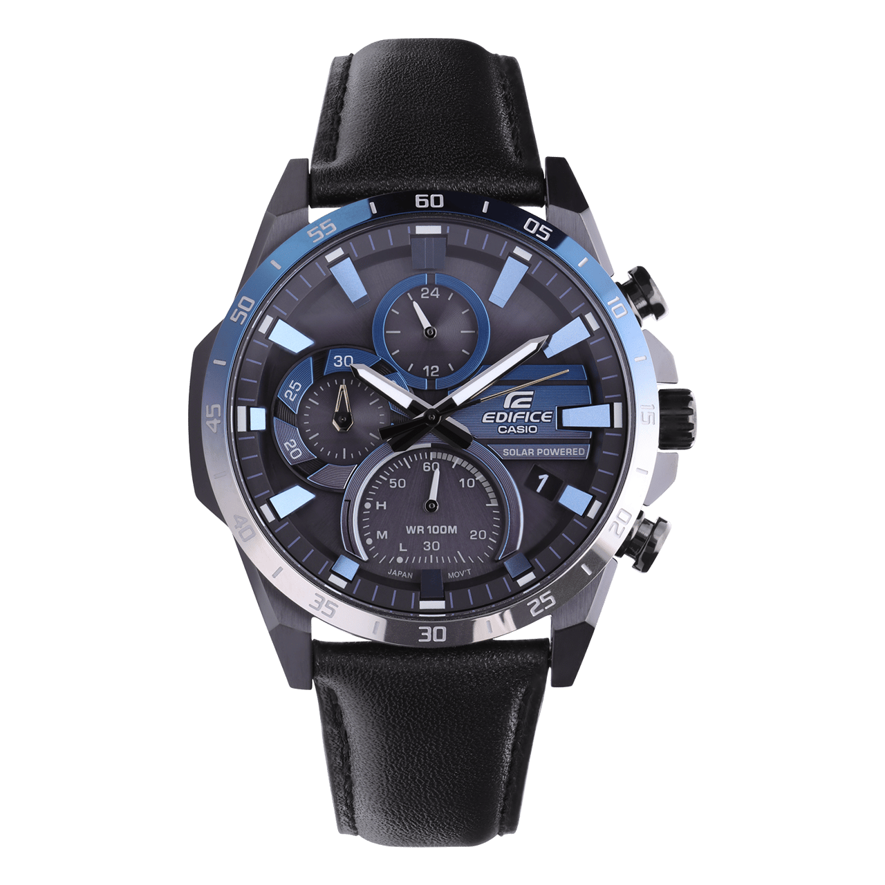 Edifice Uhr mit Solarfunktion und Armband aus Leder, Schwarz, EQS-940NL-1AVUEF