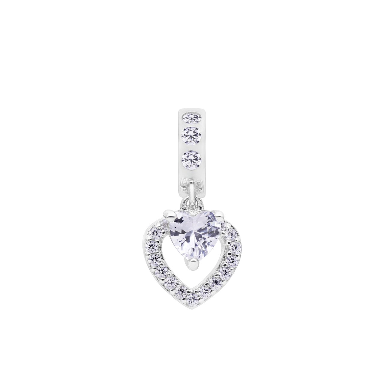 Anhänger aus 925er Silber, Herz mit Zirkoniasteinen