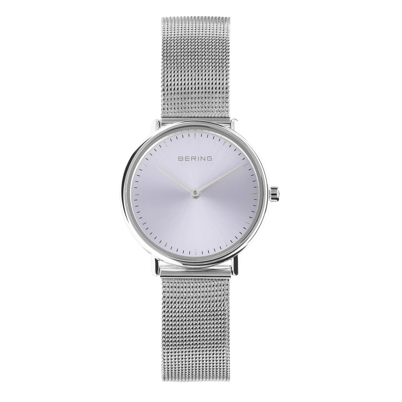 Bering horloge mesh en leren band zilver 15729-604