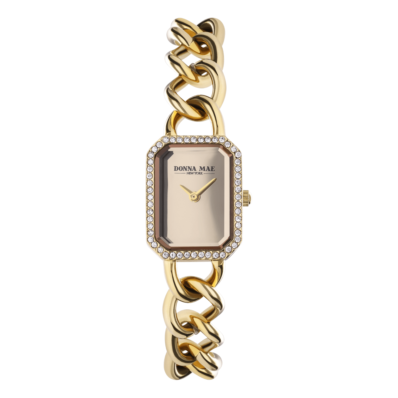 Donna Mae Uhr, goldfarben, Gliederarmband