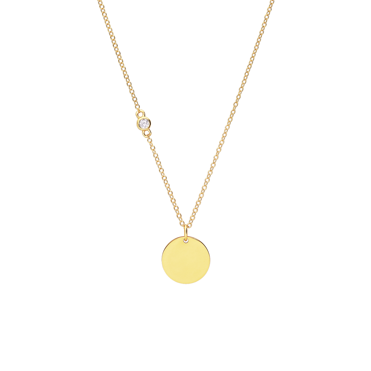 Zilver goldplated collier met graveerhanger disc voor dames