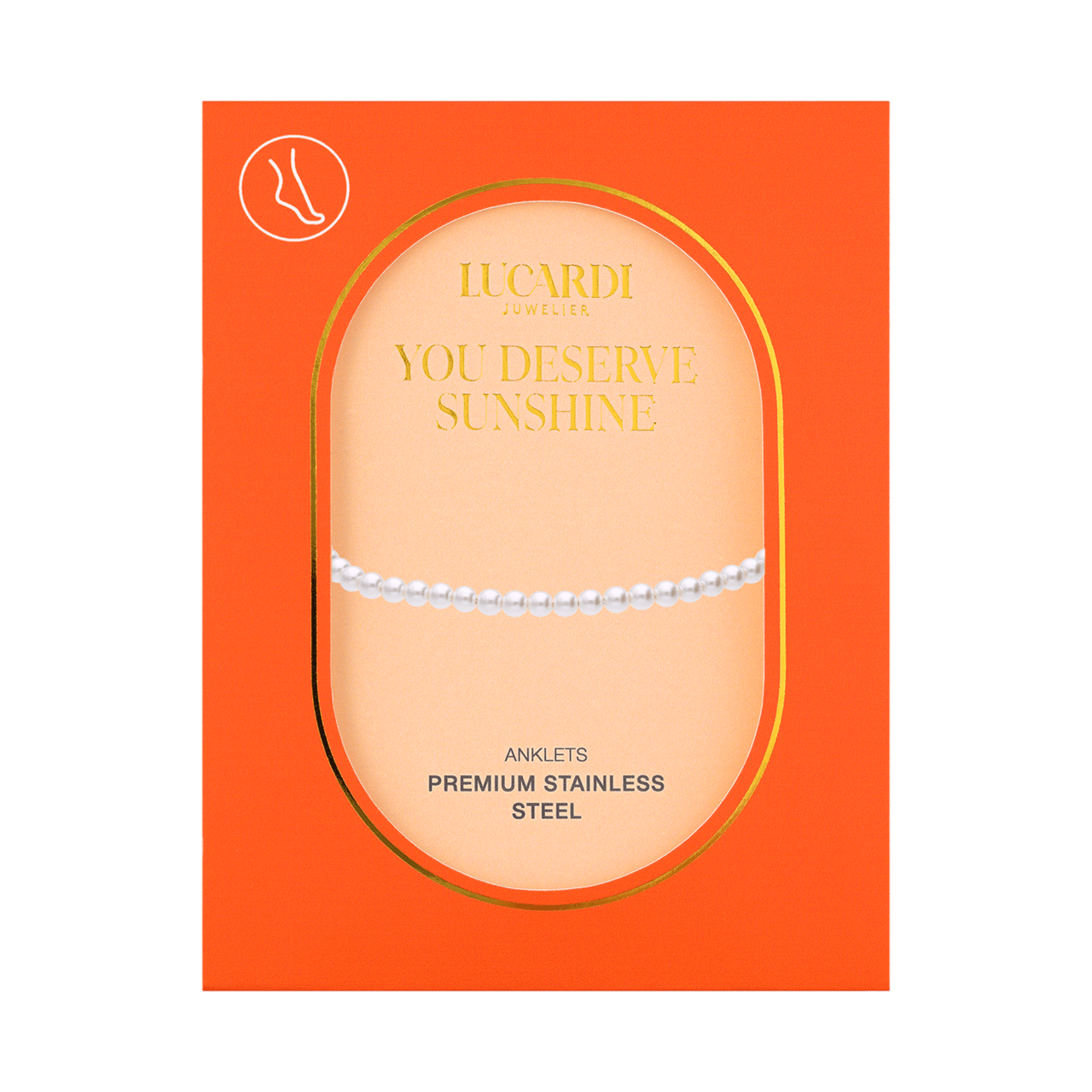 Stainless steel goldplated enkelbandje met parel voor dames