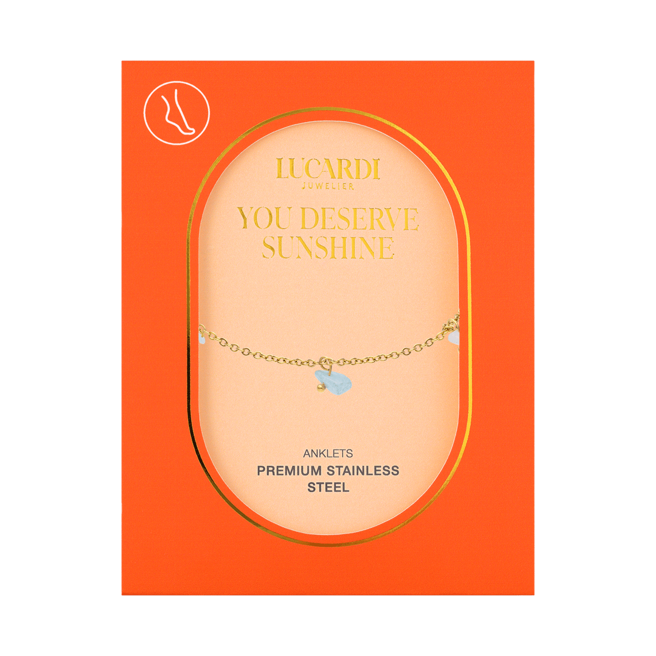 Stalen goldplated enkelbandje met amazoniet voor dames
