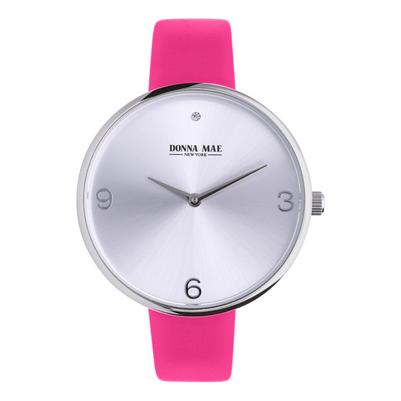 Donna Mae, Uhr mit Lederband, Rosa und Zirkonia
