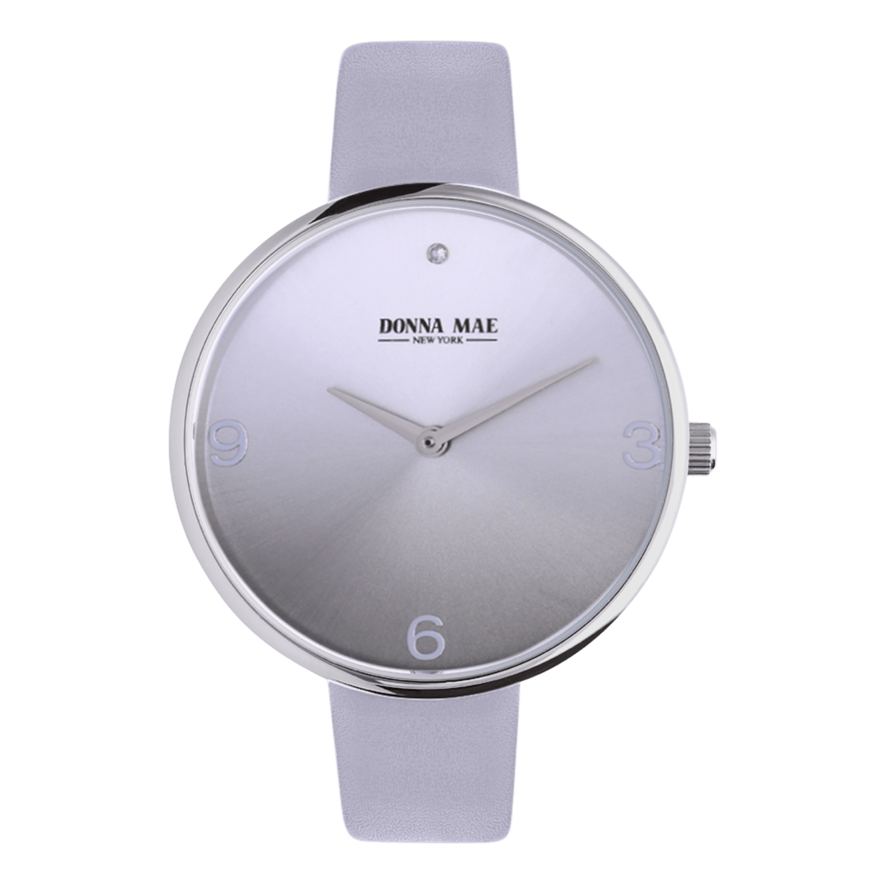 Donna Mae horloge grijze leren band en zirkonia