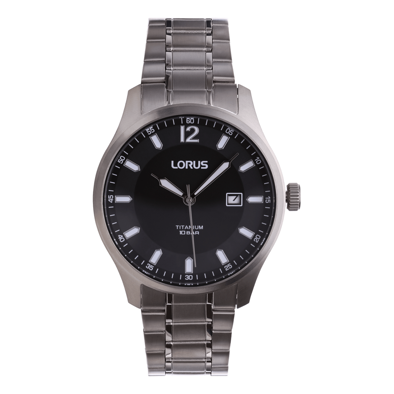 Lorus Herrenuhr, Titan, schwarzes Zifferblatt, RH995QX9