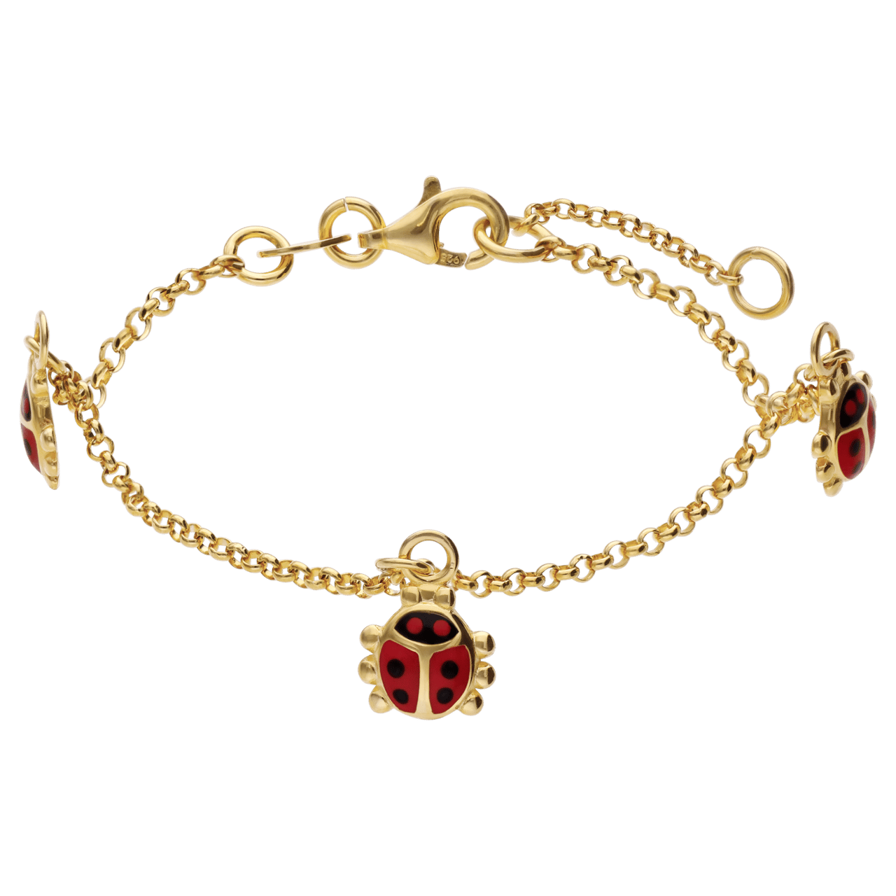 Zilveren goldplated kinderarmband kever