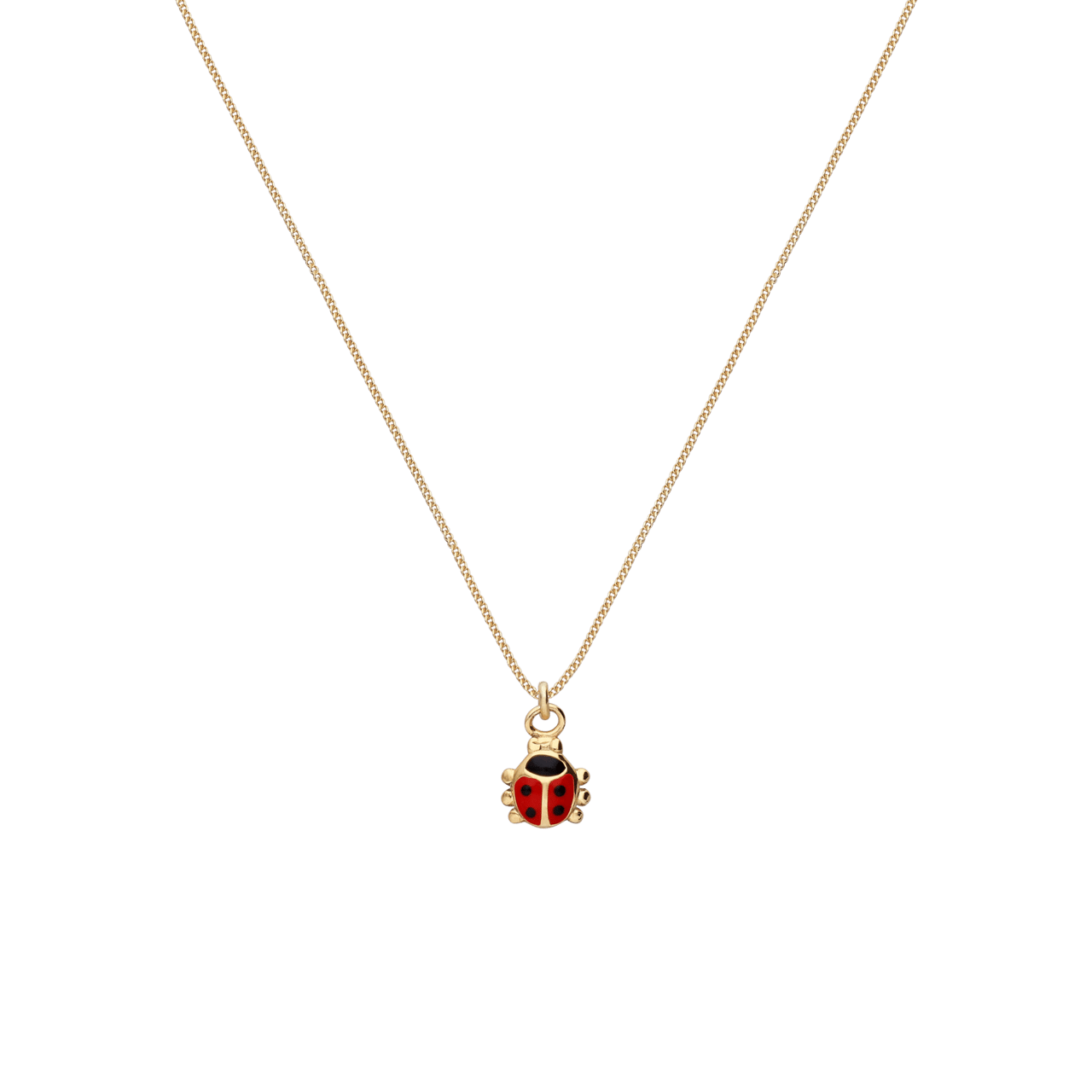 Zilveren goldplated ketting lieveheersbeestje