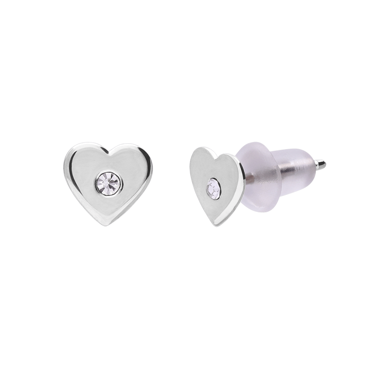 Ohrstecker für Kinder aus 925er Silber, Herz, Kristall